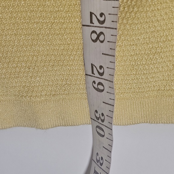 All at Once Sweater Womens Medium Yellow Waffle Knit Lace Up Tie Neck Tunic Top - Picture 14 of 15